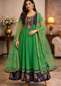 Elegant Green Embroidered Anarkali