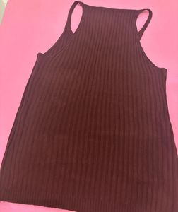 Brown Ribbed Tank Top – Sleeveless Casual Wear