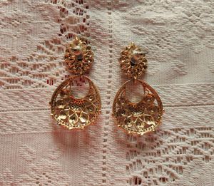 Blue And Golden Traditional Drop Earrings (Women)