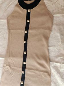 Beige &amp; Black Knit Top