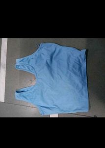 Blue Drawstring Crop Top