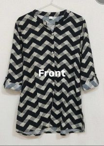 Chevron Print Button-Up Top