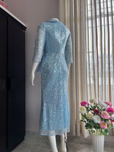 Blue Fully Sequined Luxe Gown