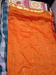 Orange & Gold Sari Traditional Saree
