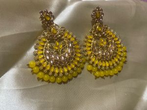 Yellow Chandbali Earrings
