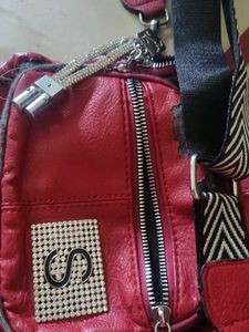 Red Embellished Sling Bag