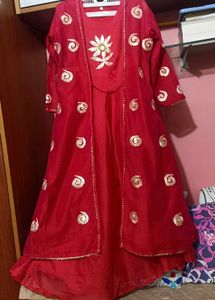 Red Colour Full Length Frock