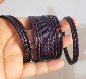 Purple Glitter Bangles Set