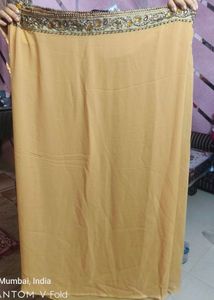 Beige &amp; Brown Handwork Saree &amp; Heavy Lace Borders