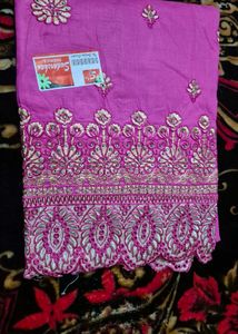 Pink Embroidered Dress Material
