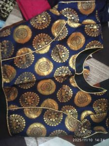 Elegant Blue &amp; Gold Blouse