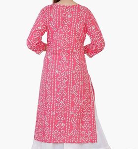 Pink Bandhani Print Kurti With Sharara