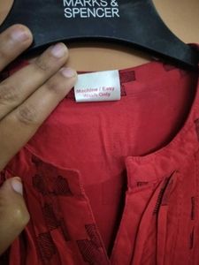 Red Maternity Kurta Dress
