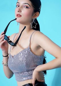 Sequin Embellished Crop Top