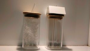 GoodHomes Glass Canisters with Bamboo Lid &amp; Straw