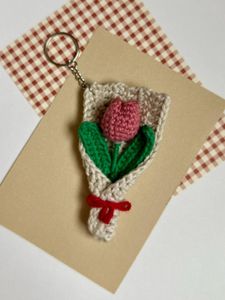 Crochet flower keychains