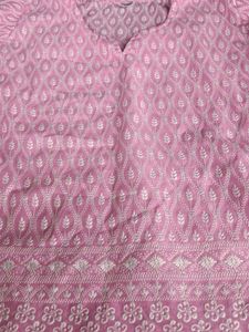 Pink Embroidered Fabric