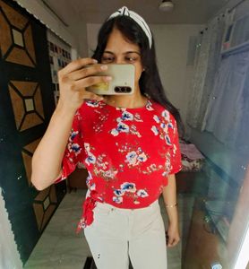 Floral Red Top