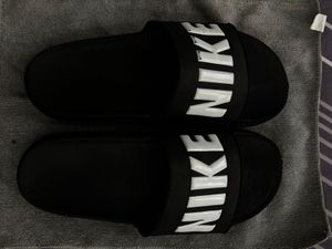 Nike Black &amp; White Logo Flip Flops/ sliders