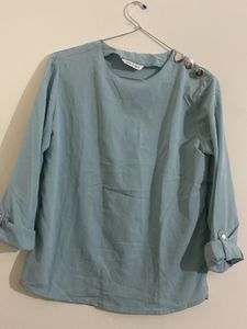 Green Rollup Sleeves Top