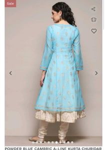 Biba Blue Layered Kurti with Dupatta And Bottom