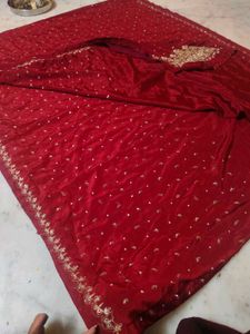 Zardozi Red Saree 😍 No Blouse