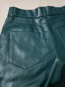 Green Faux Leather Pants Free Size for 30 32 34
