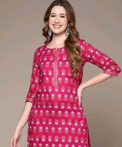 Pink Printed Short Kurta