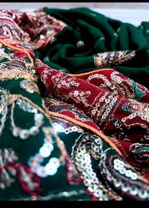 Enchanted Green Designer Saree With Intricate Emb.