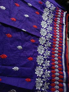 Unstitched Suit Purple and Red Colour Combine dres