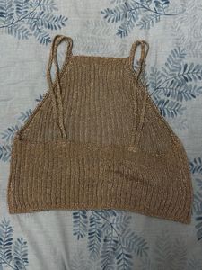Metallic Shiny Crop Top