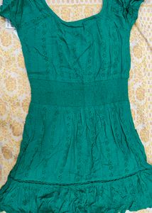 Green Dress with Eyelet Detail