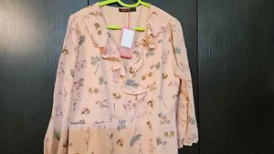 Peach Pink Flared Knee Length Dress