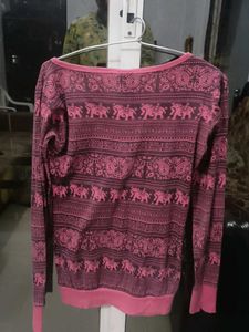 Elephant Print Long Sleeve Top