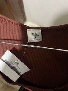 Brown Ribbed Tank Top