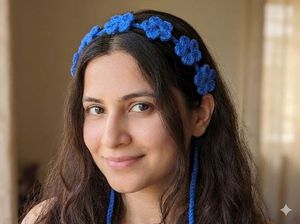 Blue Crochet Flower Headband