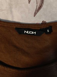 Brown Full Sleeve Fitted Top