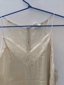 Combo Of Two Beige Satin Sleevless Tops