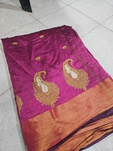 Purple Embroidered Ethnic saree