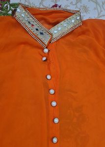 Orange Floral Palazzo Co-Ord Set For Women