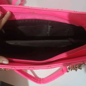 Hot Pink Quilted Chain Bag