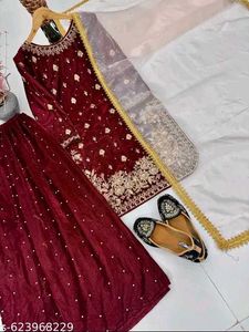 Viral Velvet top with sharara dupatta set
