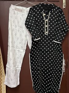 Black And White Kurta With Palazzo For Daily Wear