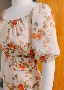 PEACH DISTY PRINTED DRESS