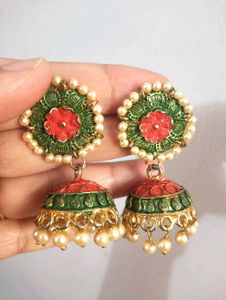 Floral Pearl Jhumkas