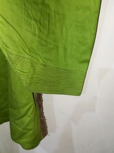 Green Suit , Sleeves 1/3,  With Salwar Length 35, A Beautiful Dupata, 2&#34; Margen