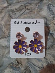 Purple Flower Earrings
