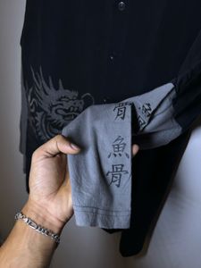Dragon Print Button-Down Shirt
