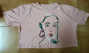 Peach Graphic Print Tee