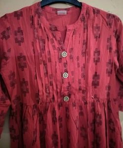 Red Maternity Kurta Dress